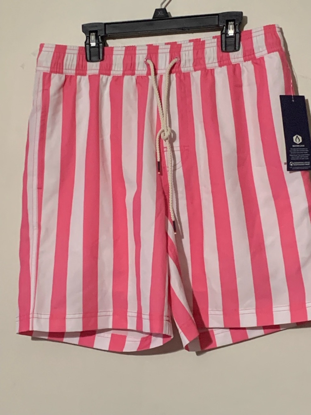 Dockers Pink and White Vertical Stripe Drawstring Shorts